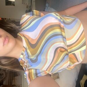 Retro silk backless crop top